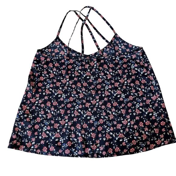 Navy and Pink Flowy Tank Top Spaghetti Strap Women's Medium - Picture 4 of 4